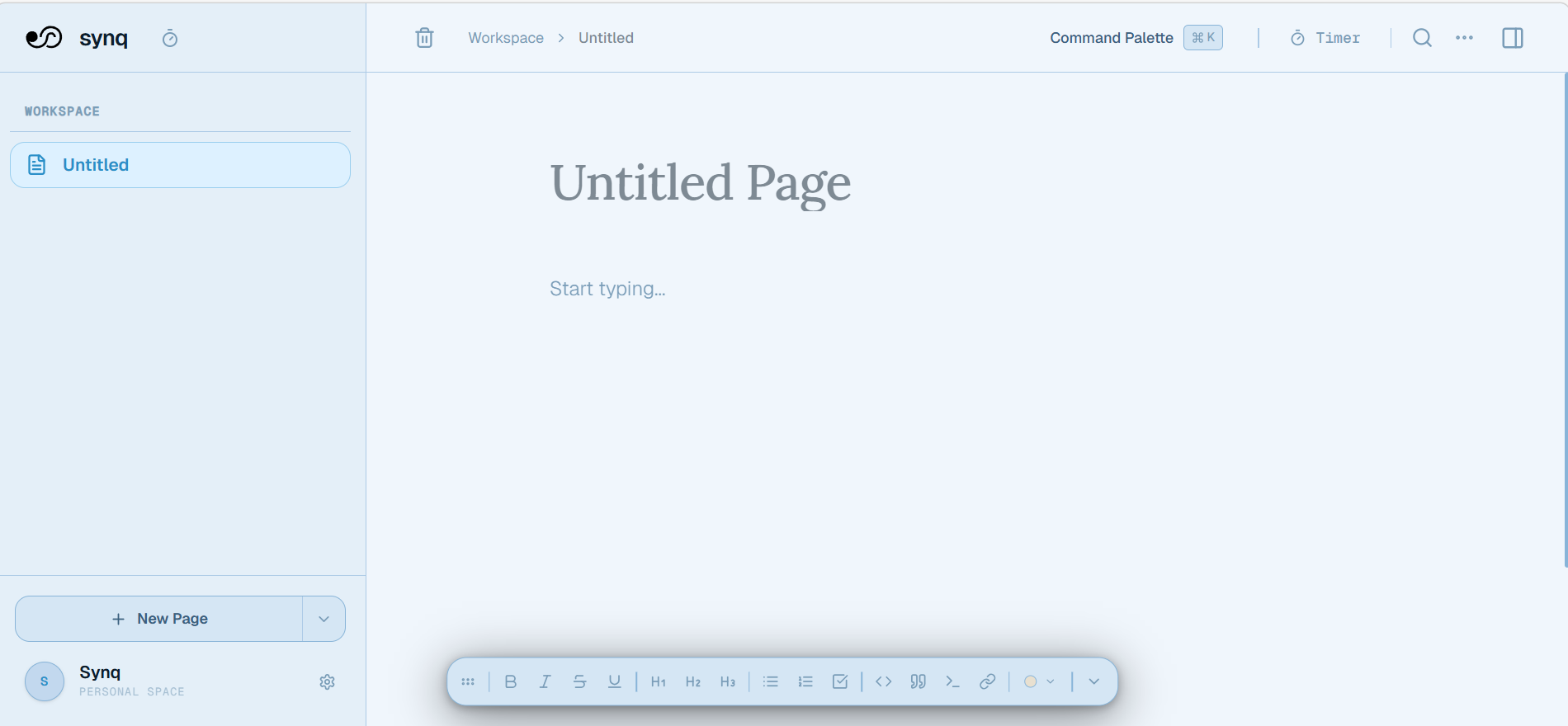 Light Blue theme — Synq editor