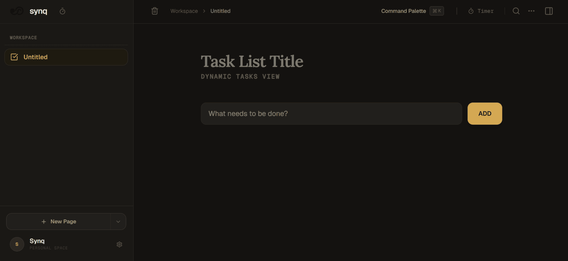 Dark Amber tasks view